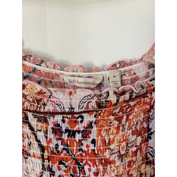 Soft Surroundings Womens Dress Medium Orange Floral Aline Maxi - Picture 9 of 13